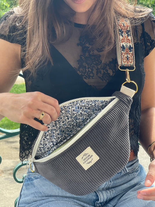 Banane velours bleu nuit / gris