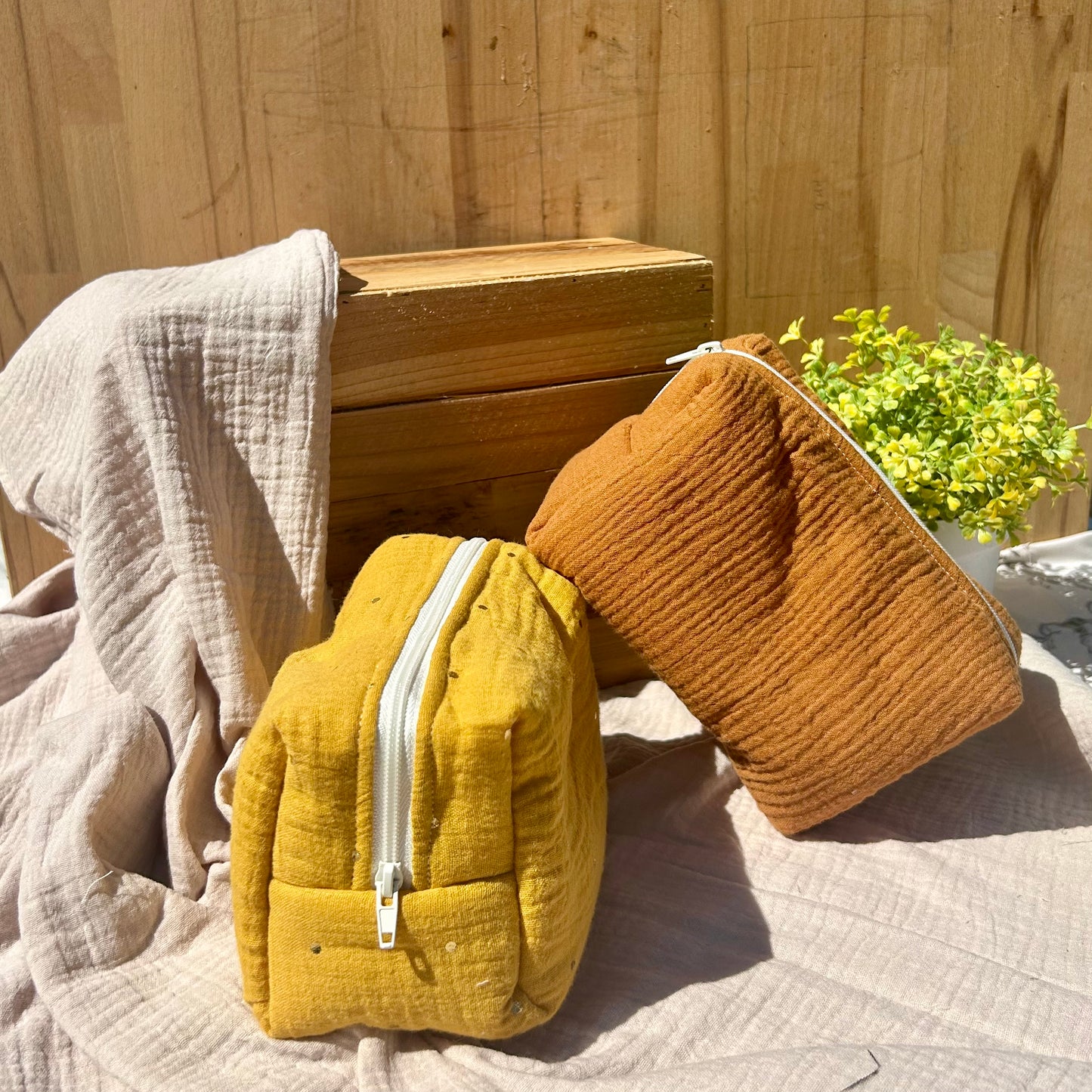 Trousse de maquillage en gaze de coton