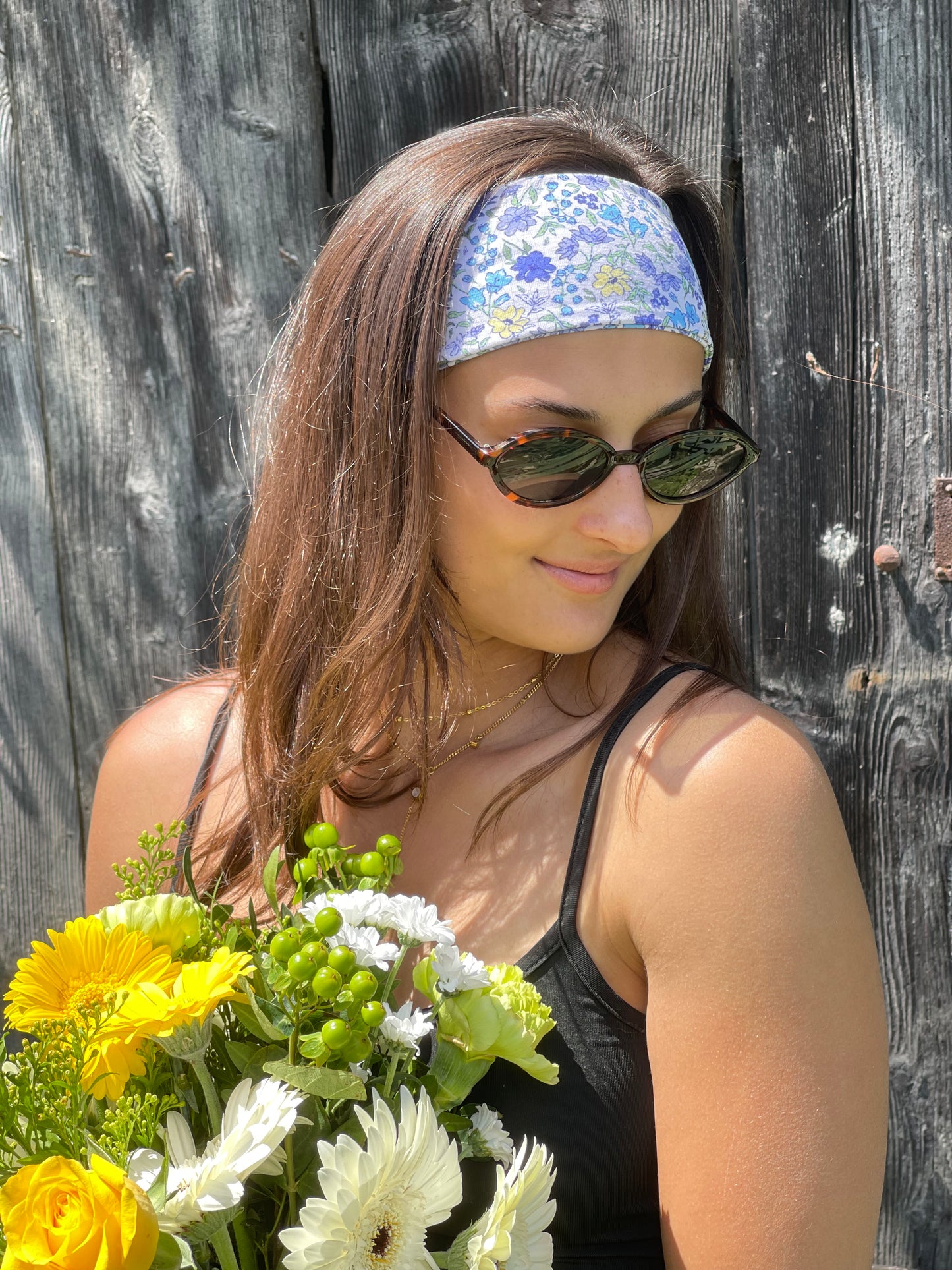 Bandeau fleurs bleues