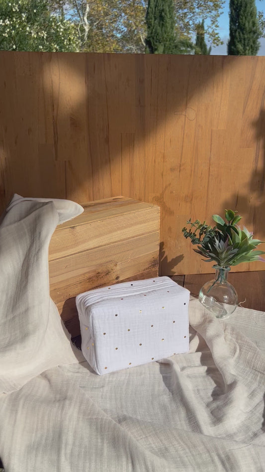 Trousse de maquillage en gaze de coton